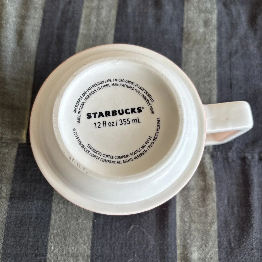 2019 Starbucks Floral White Pink Peach Flowers Coffee Cup‎ Tea Mug | 12oz EUC